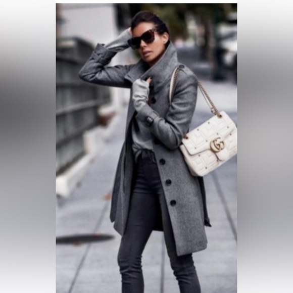 Burberry London Gray Wool & Cashmere Belted Trench Dress Coat - Picture 2 of 13